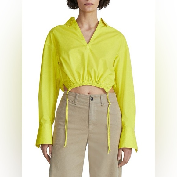 NWT RAG &amp; BONE Fiona Drawstring Crop Top Fresh Lime Sz Small